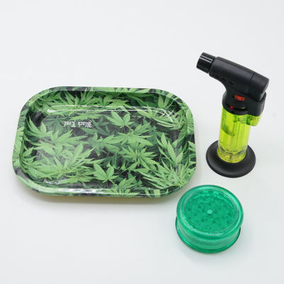 Smoke Rolling Tray Round Edge Blow Torch Kit Rumah Tangga Lucu Snack Tray Set Logam